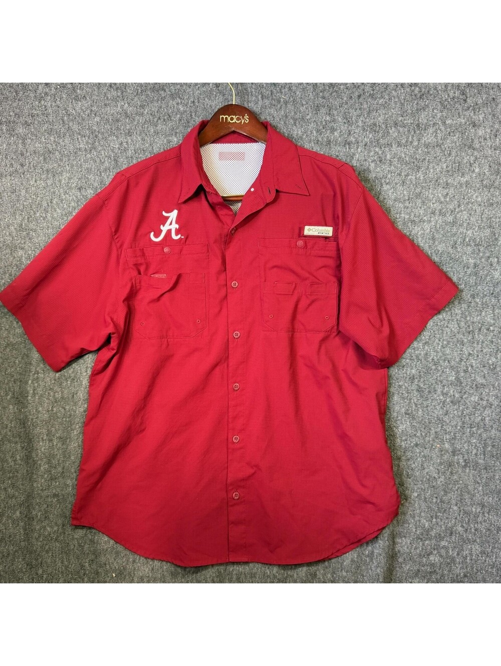 Columbia PFG Alabama Crimson Tide Shirt Mens Large Red NCAA Football Fishing